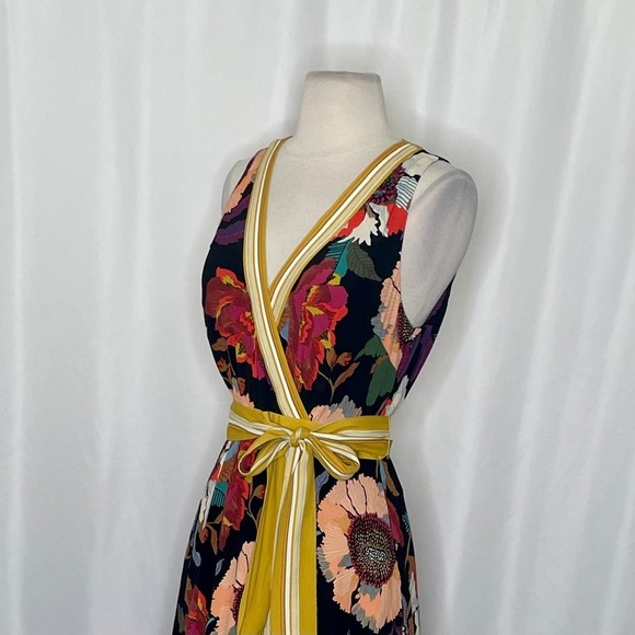 Anthropologie MAEVE Botanica Floral Dress Handkerchief Hem Faux Wrap Size 2 - Picture 8 of 16